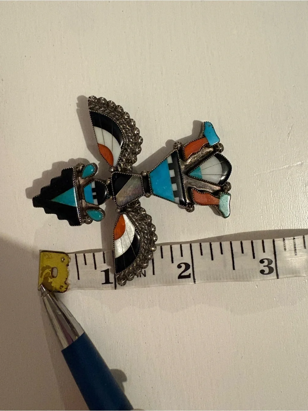 Native American Early Vintage Zuni Bowman Paywa Sterling Knifewing Pin Brooch